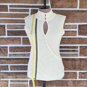 Vintage 1990s Y2k. Ribbed knit tank top with asymmetrical design. size med